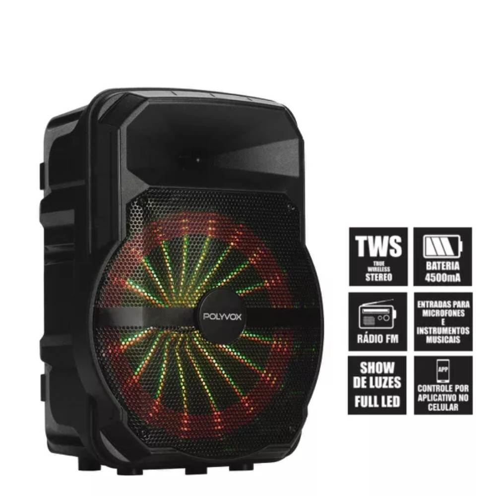 Caixa De Som Acústica Polyvox 300W Bluetooth Xc710t - Bivolt