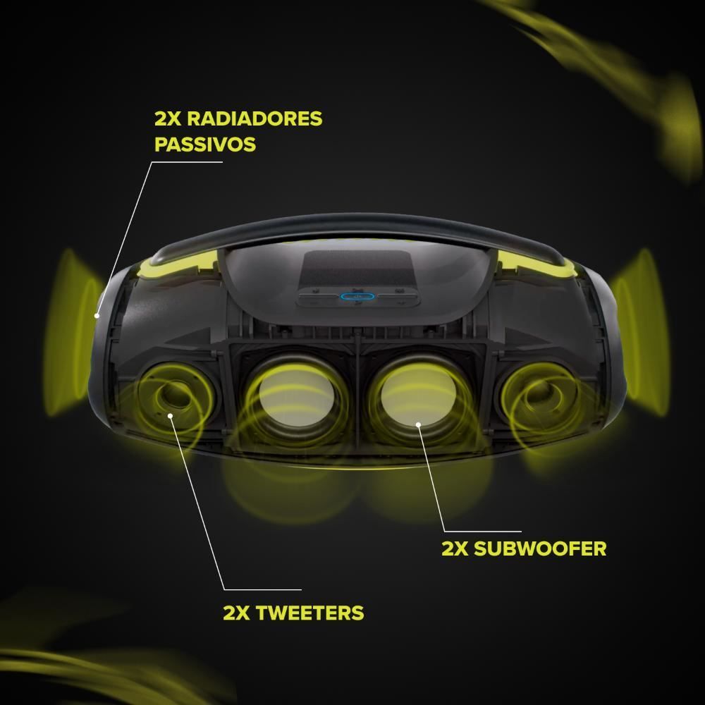 Caixa De Som Bluetooth Waaw By Alok 180W Rms Hyperboom 1000 - Preto