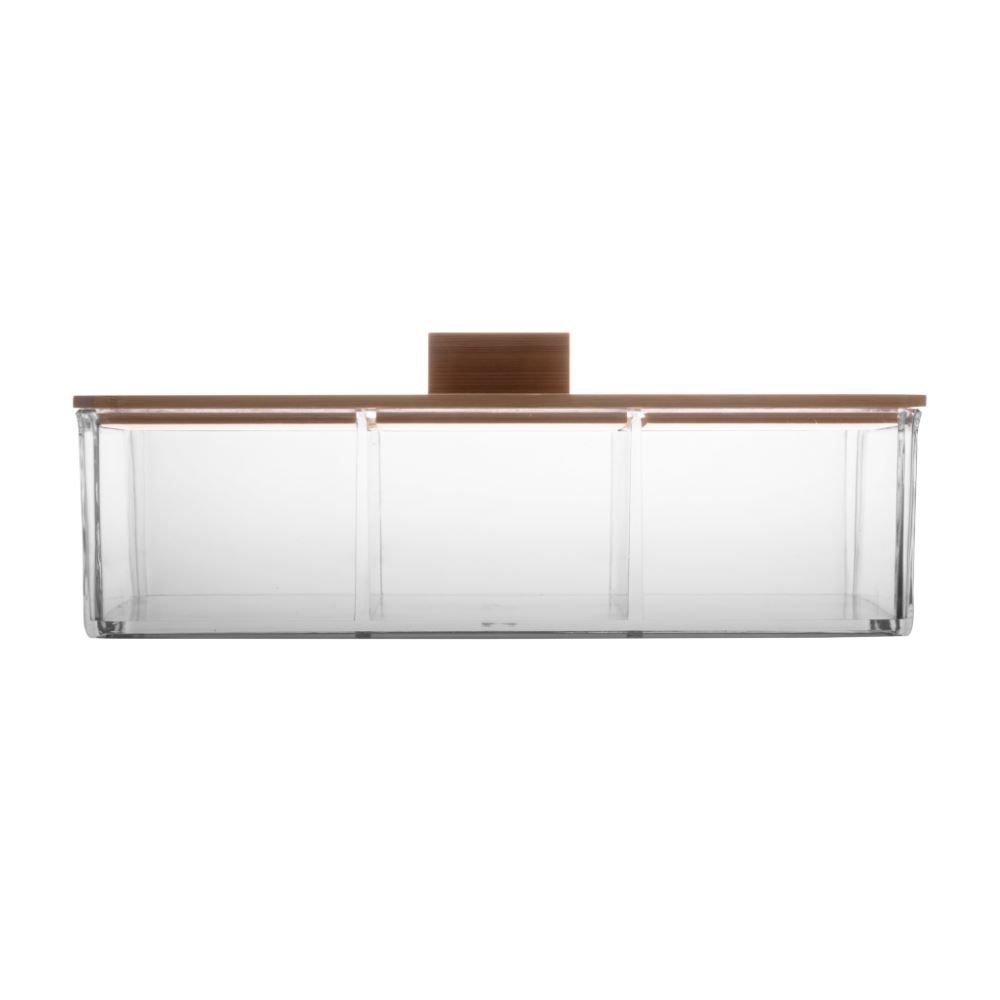 Caixa Organizadora Com Tampa De Bambu My Box Lyor - Transparente