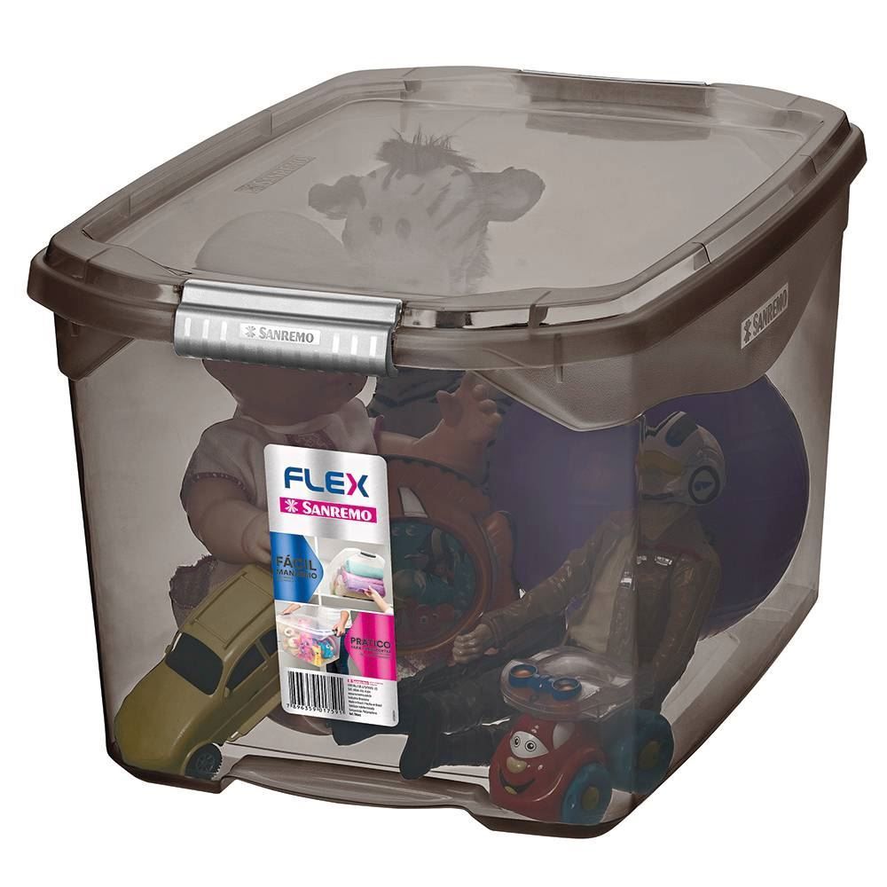 Caixa Organizadora De Plástico Sanremo 29 Litros - Grafite