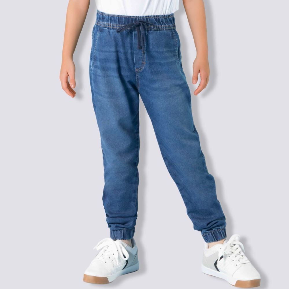 Calça Jeans Infantil Masculina Jogger 4 a 10 Anos Hot Dog