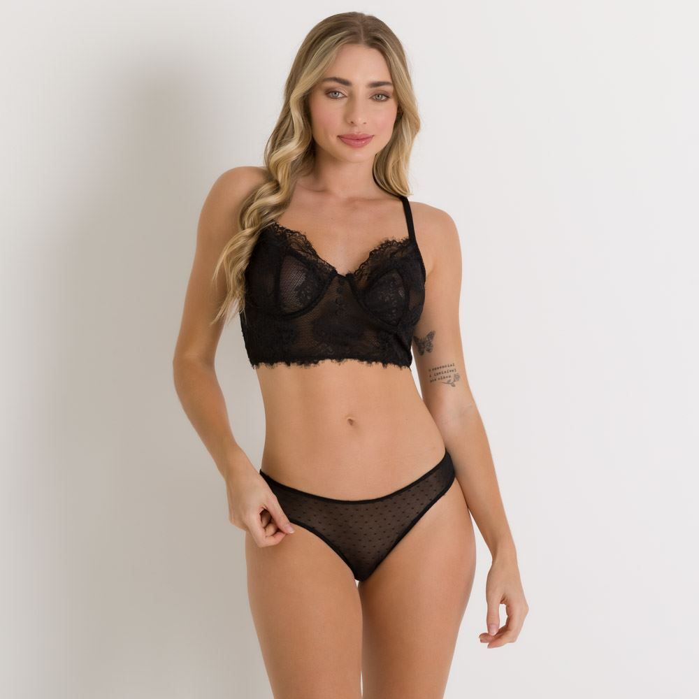 Calcinha Renda Floral E Tule Camila Moretti