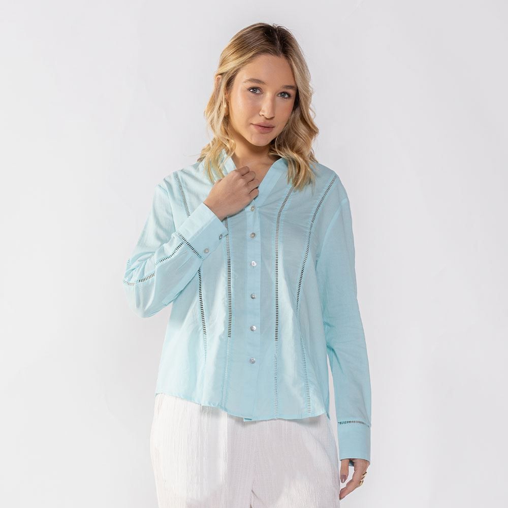 Camisa Feminina Manga Longa Com Detalhe Patricia Foster