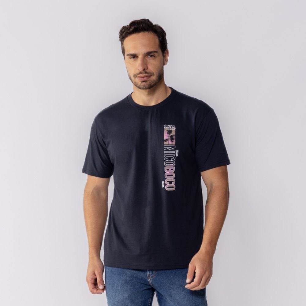 Camisa Masculina Manga Curta De Malha Nicoboco