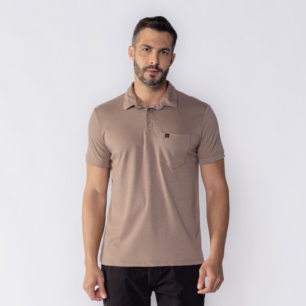 Camisa Polo Masculina De Piquet Com Bolso Marc Alain