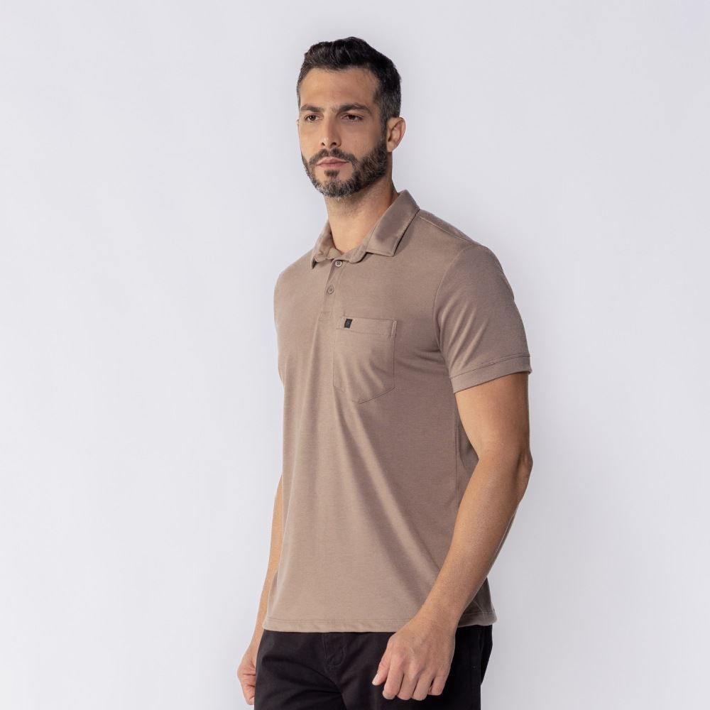 Camisa Polo Masculina De Piquet Com Bolso Marc Alain