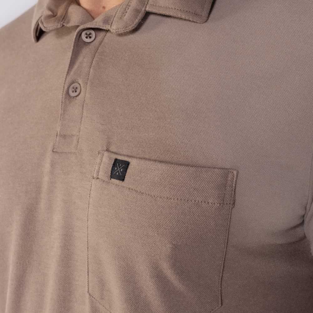 Camisa Polo Masculina De Piquet Com Bolso Marc Alain