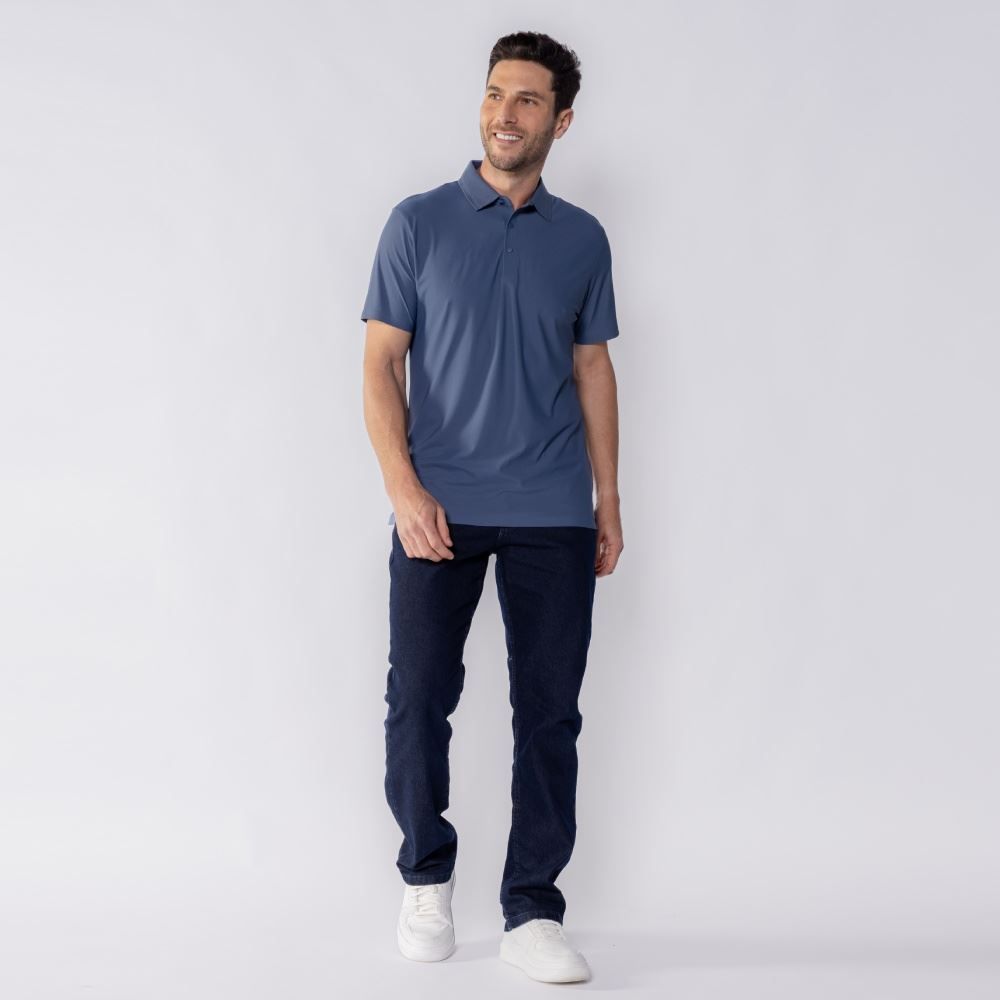 Camisa Polo Masculina De Poliamida Pacific Blue