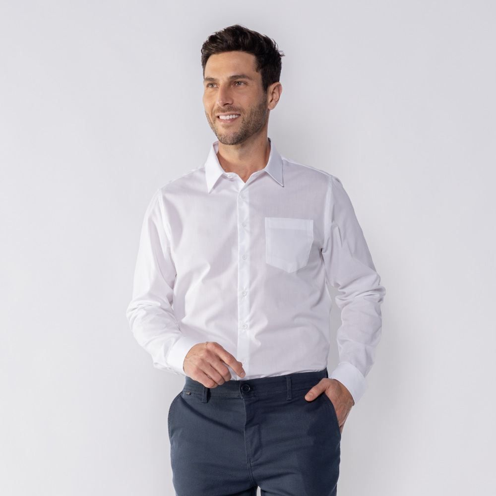 Camisa Social Masculina Com Bolso Marc Alain