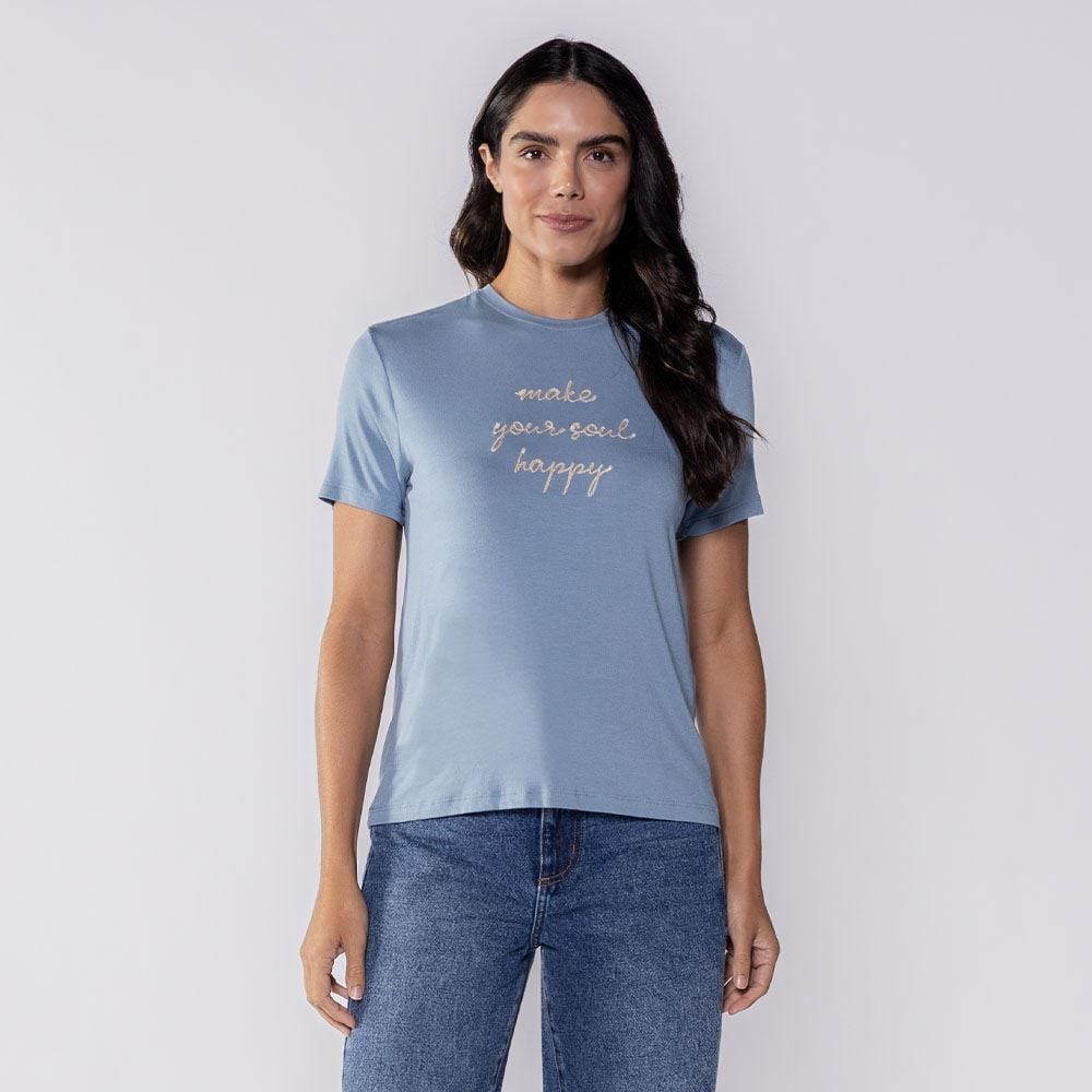 Camiseta Feminina Com Bordado Patricia Foster