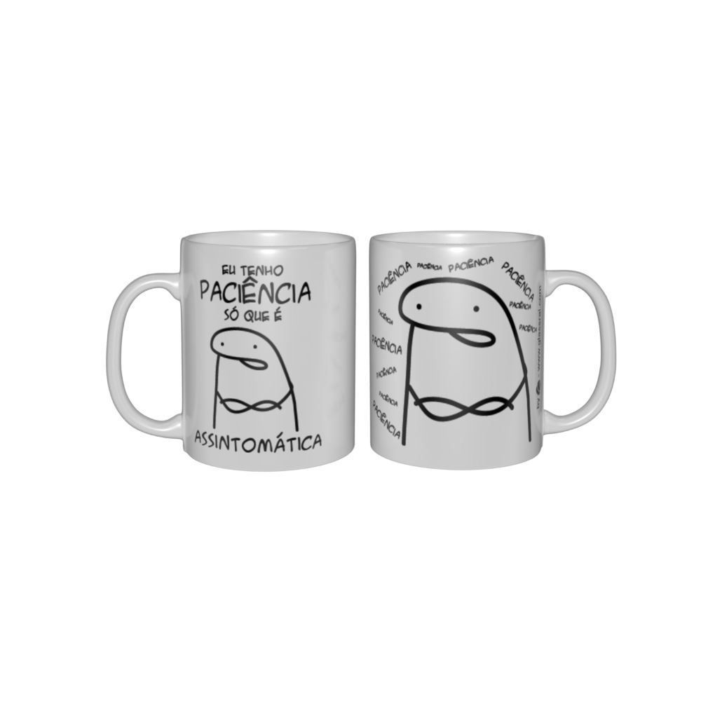 Caneca Cerâmica Bento Paciência 300Ml - Branca