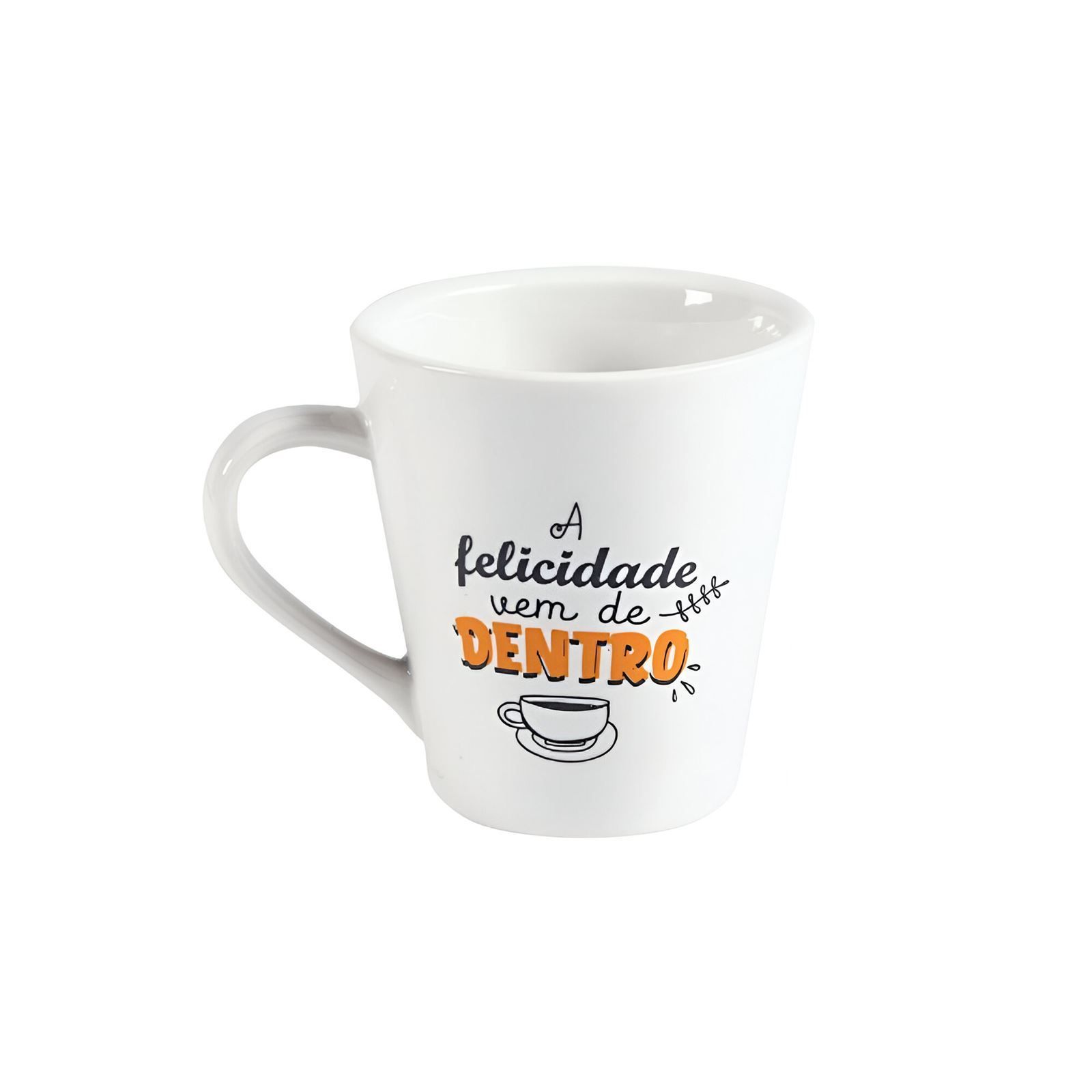 Caneca Felicidade Vem De Dentro Lv Porcelanas - 290Ml