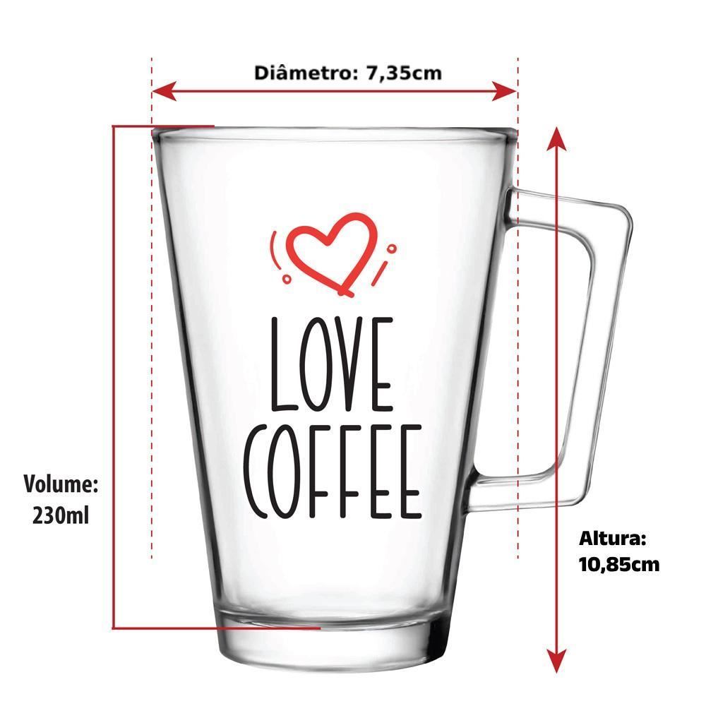 Caneca Vidro Love Coffee Ruvolo 230Ml - Transparente