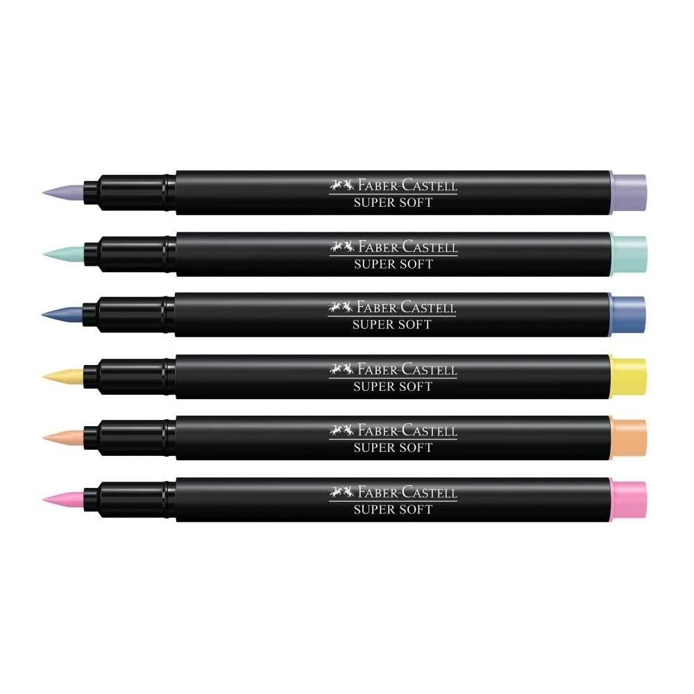 Caneta Brush Supersoft Pastel Com 6 Cores Faber-Castell - 15.0706TPSOFT