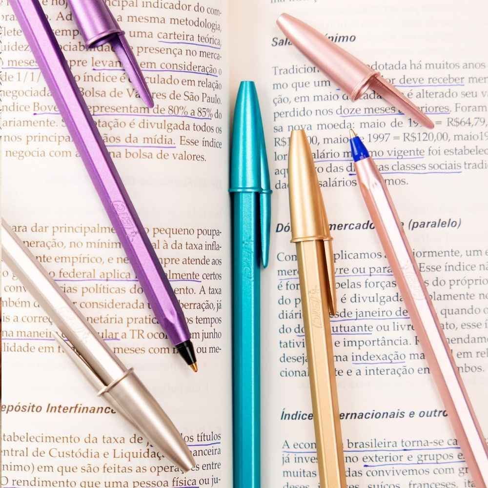 Caneta Esferográfica 1.0 Cristal Efeito Matte Bic - 3 Unidades