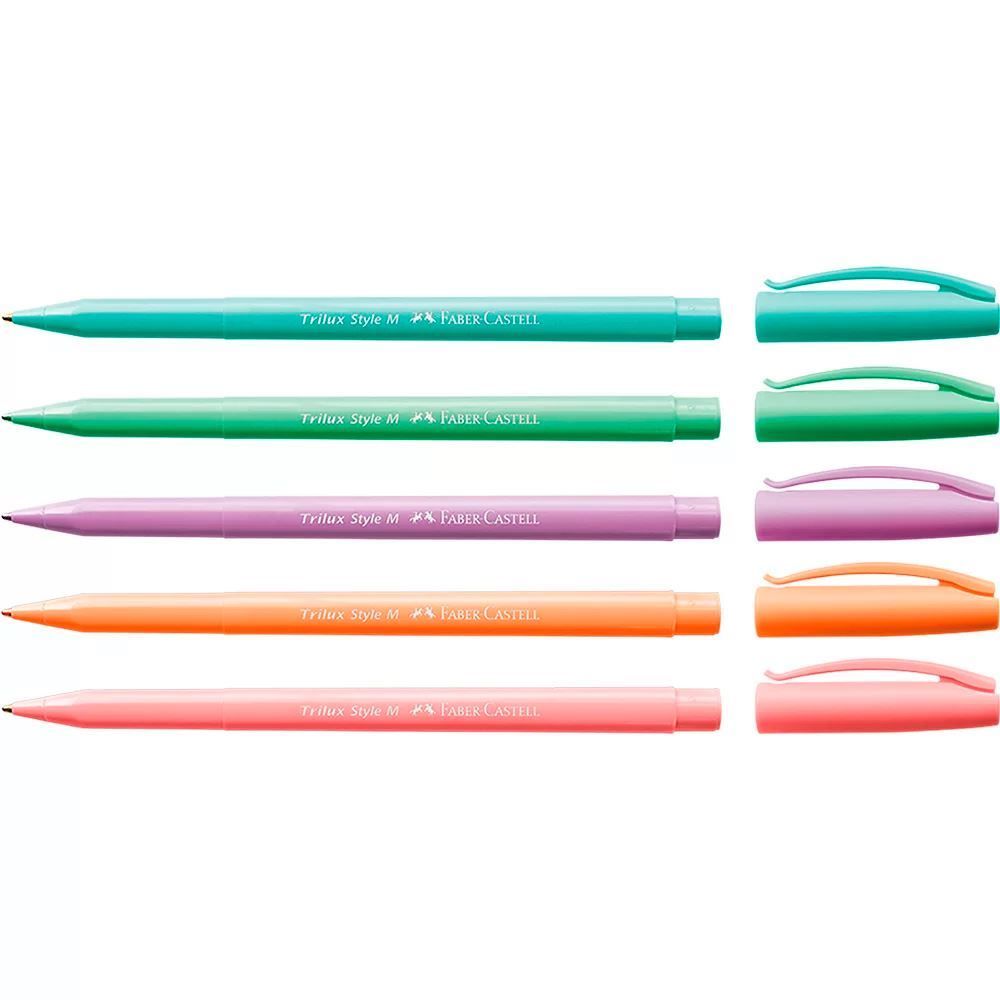 Caneta Esferográfica Trilux Tons Pastel Faber-Castell 5 Unidades - 032/ES5TP
