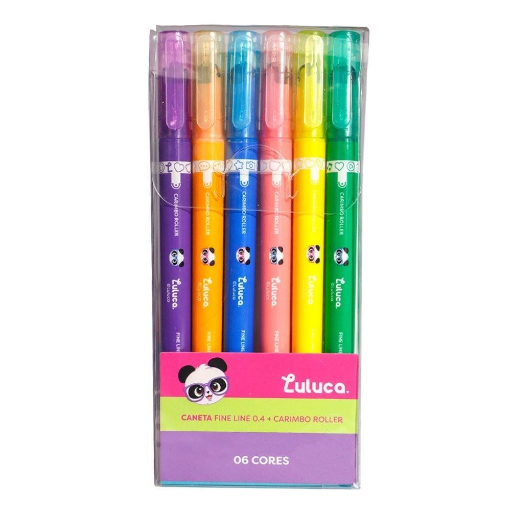 Caneta Fine Line com Carimbo Luluca - 6 Cores