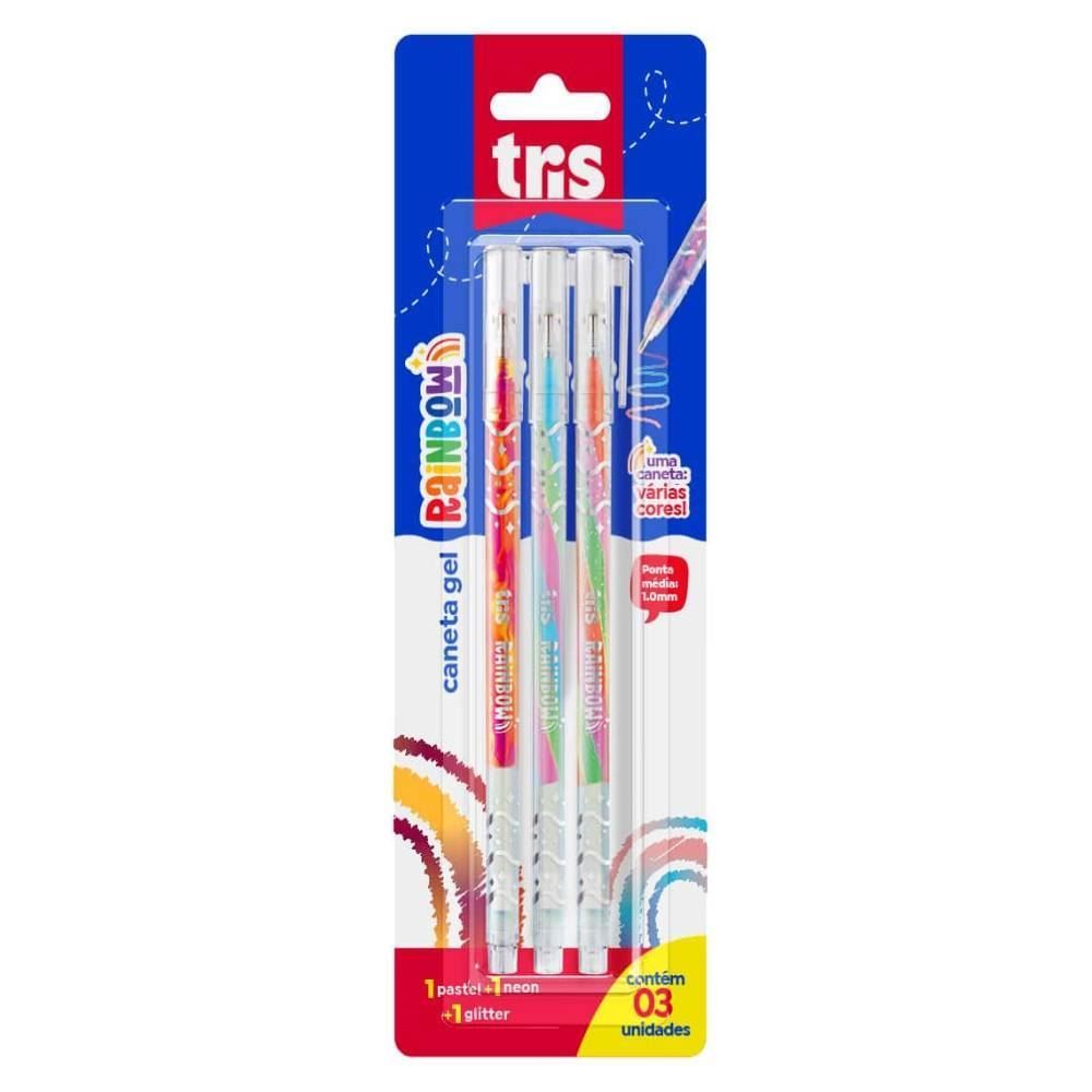 Caneta Gel Rainbow Tris - 3 Unidades 