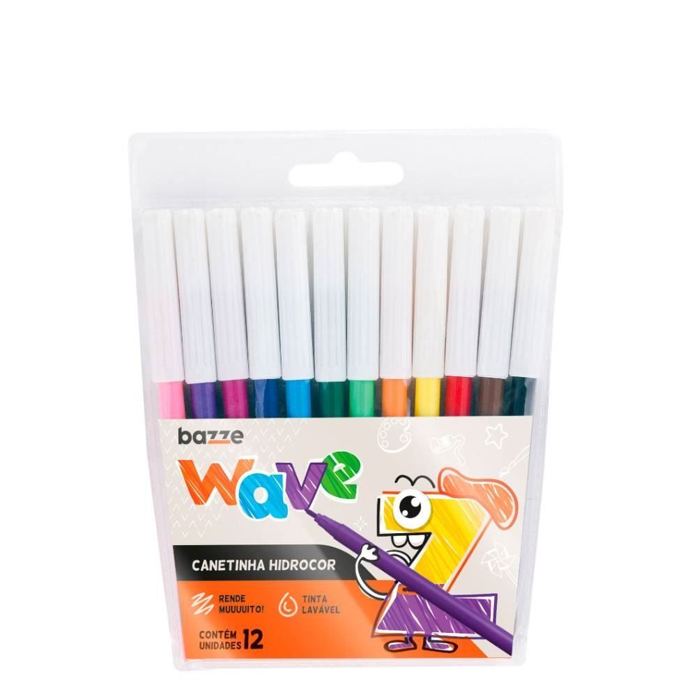 Caneta Hidrocor 12 Cores Bazze - Colorido