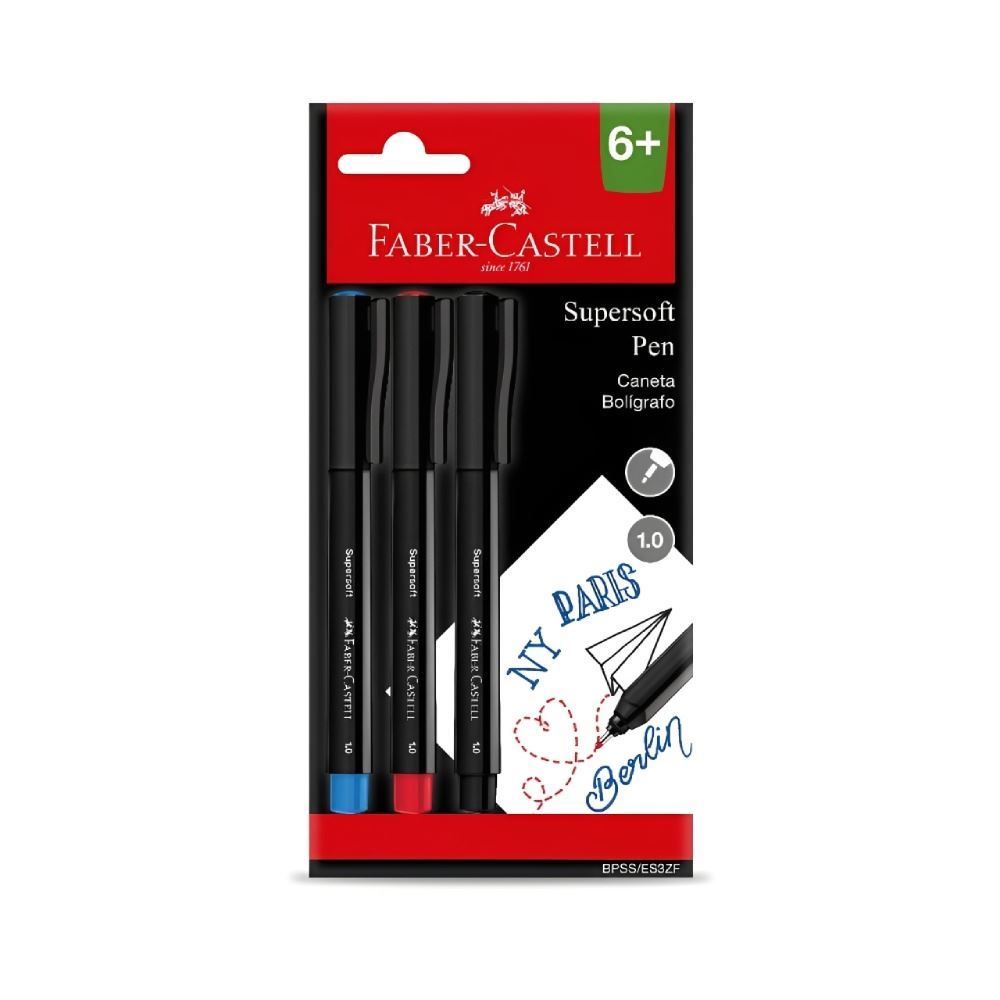 Caneta Supersoft Pen 1.0 Faber-Castell - 3 Unidades