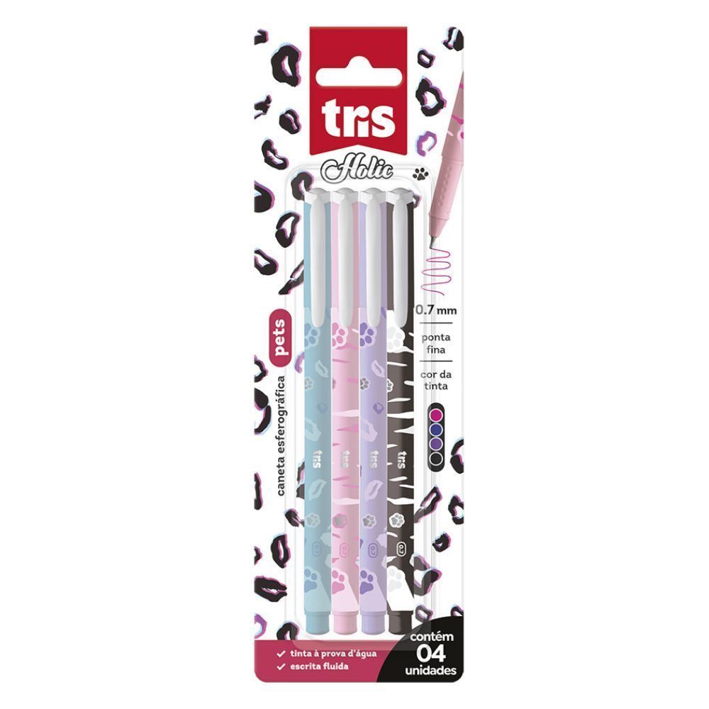 Canetas Esferográficas 0.7 Pets 4 Unidades Tris - 901958