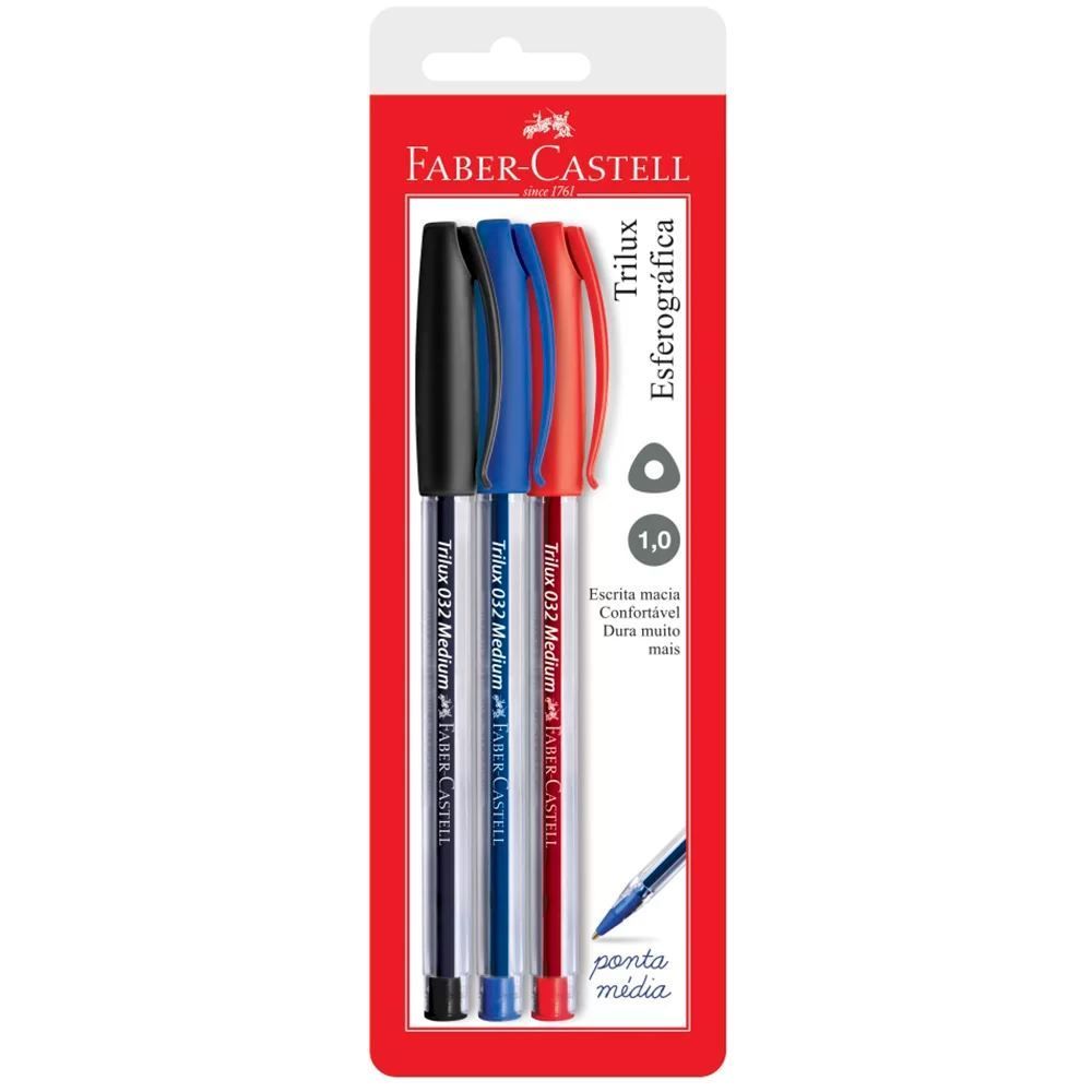 Canetas Esferográficas Trilux Office 3 Unidades Faber-Castell - SM/032