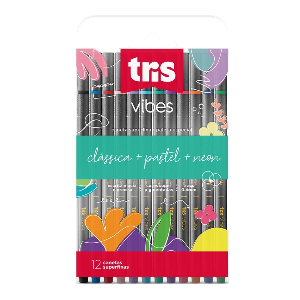 Canetas Superfinas Vibes 12 Unidades Tris - 678276