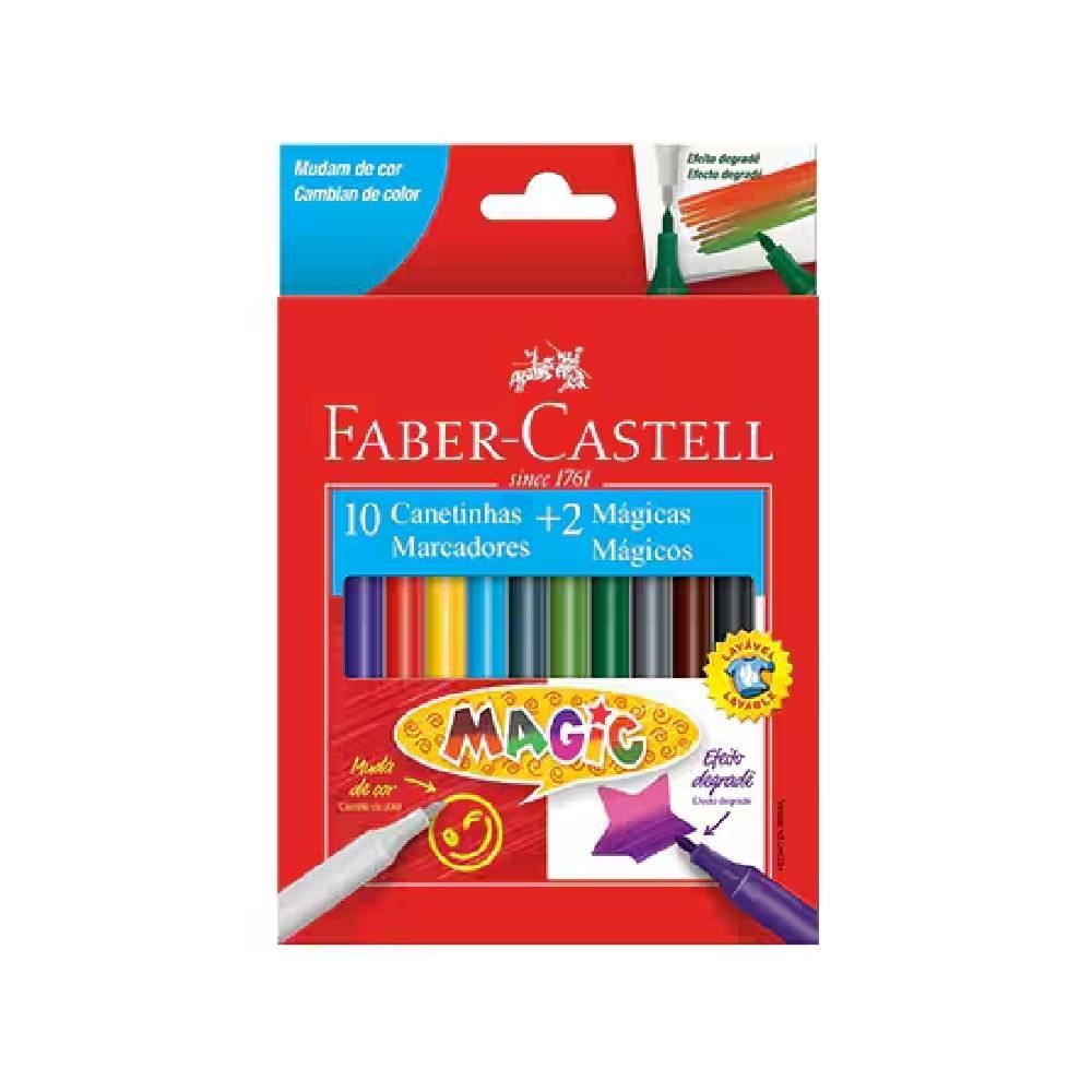 Canetinhas Hidrográficas 10 Cores E 2 Mágicas Faber Castell - 12 Unidades