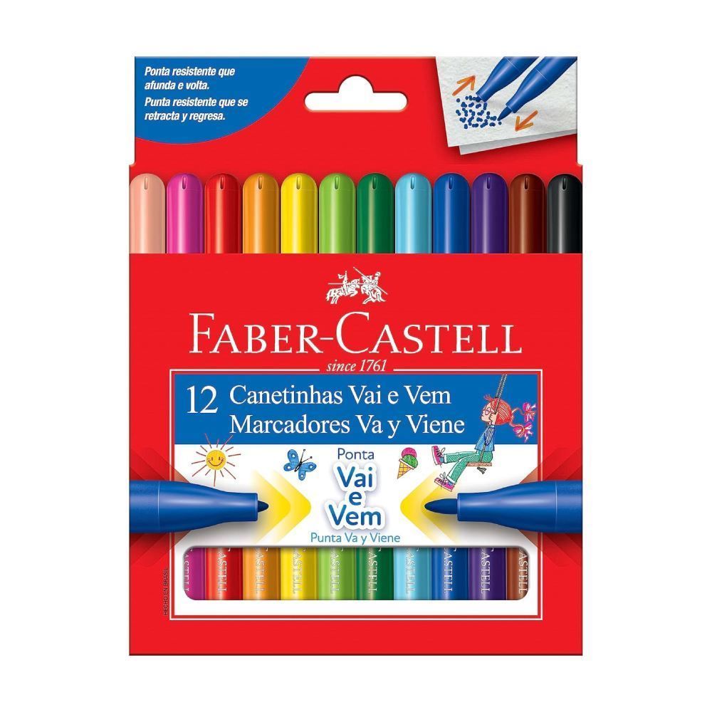 Canetinhas Hidrográficas Vai e Vem Faber Castell - 12 Unidades