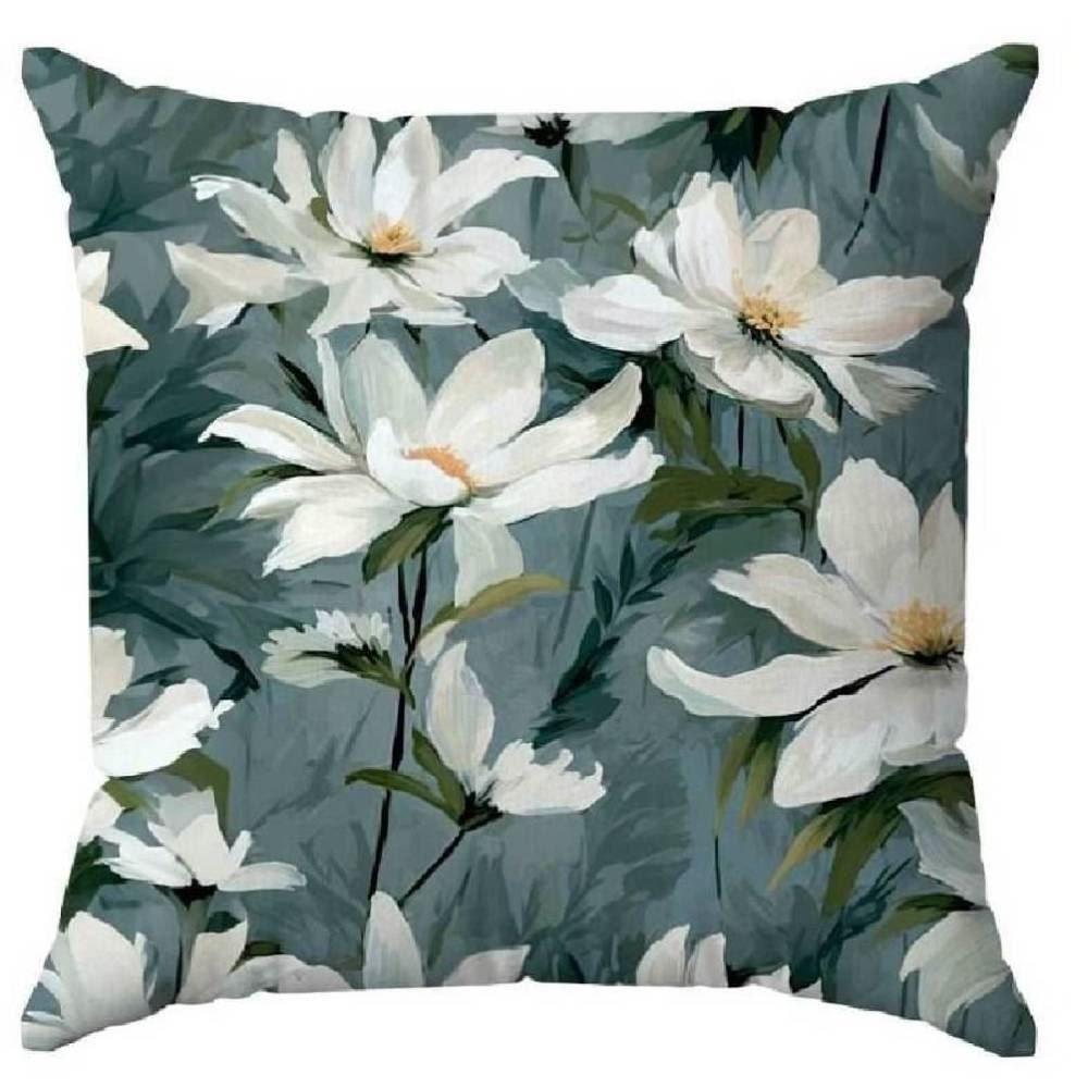 Capa de Almofada Veludo 43X43 cm Estampada Havan Casa - Margaridas Petroleo