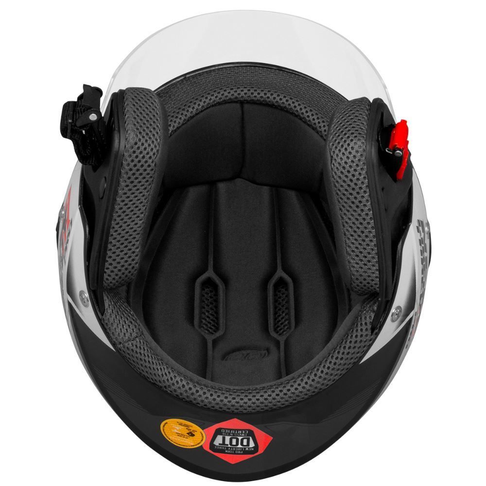Capacete New Liberty Three Pro Protork - PRETO/VERMELHO 58