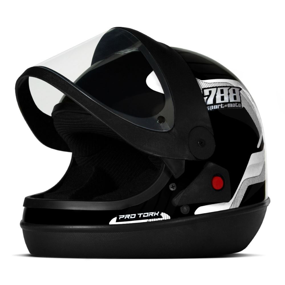 Capacete Viseira Automática Sport 788 Protork - PRETO 56