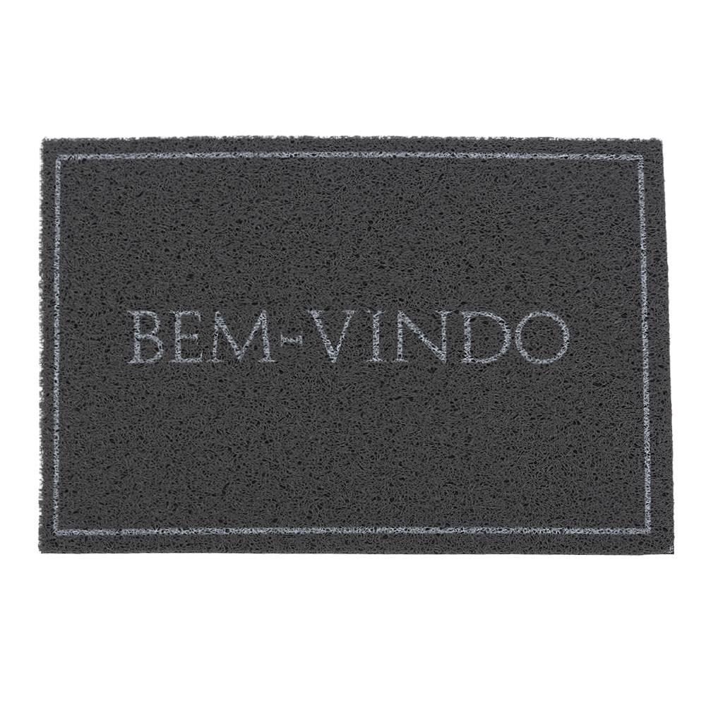 Capacho para Porta de Entrada 40X60 cm Vinil Havan Casa - Bem Vindo Cinza