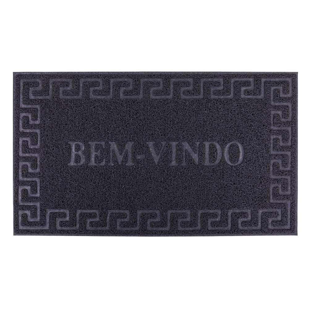 Capacho Vinil 50X80cm Bem Vindo Solecasa - Cinza