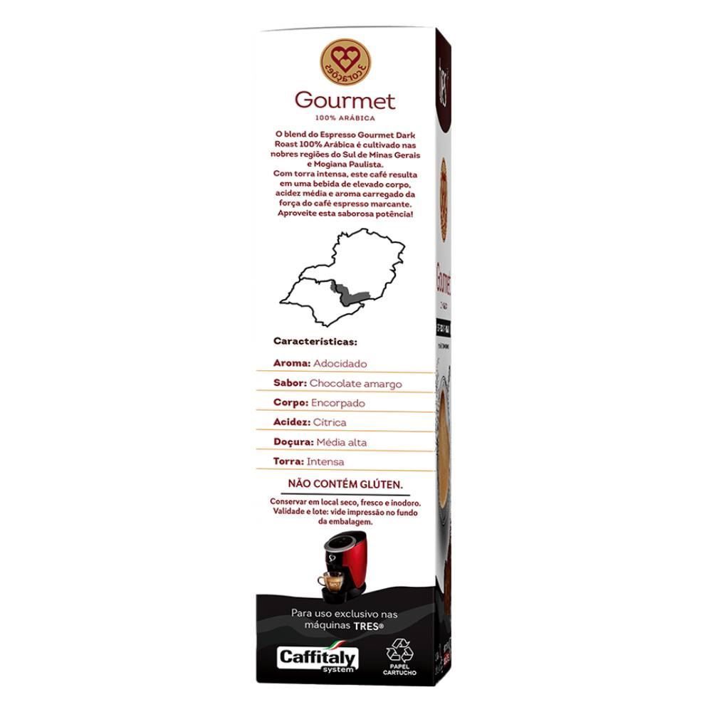 Cápsulas Café Espresso Gourmet Dark Roast 80G Tres 3 Corações - 10 Cápsulas