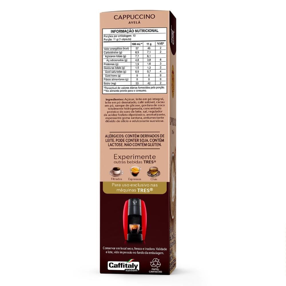 Cápsulas De Cappuccino De Avelã 110G Tres 3 Corações - 10 Unidades