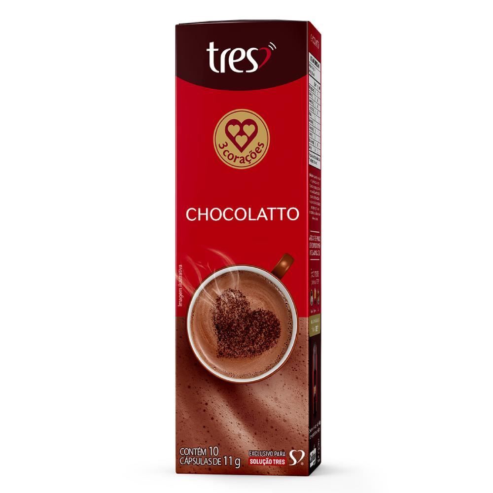 Cápsulas De Chocolatto 110G Tres 3 Corações - 10 Unidades