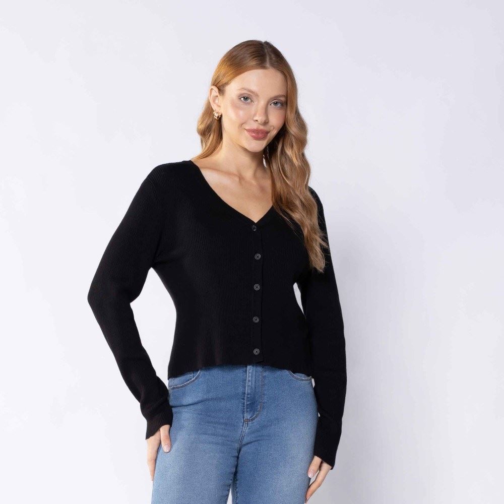 Cardigan Feminino De Tricot Canelado Boby Blues