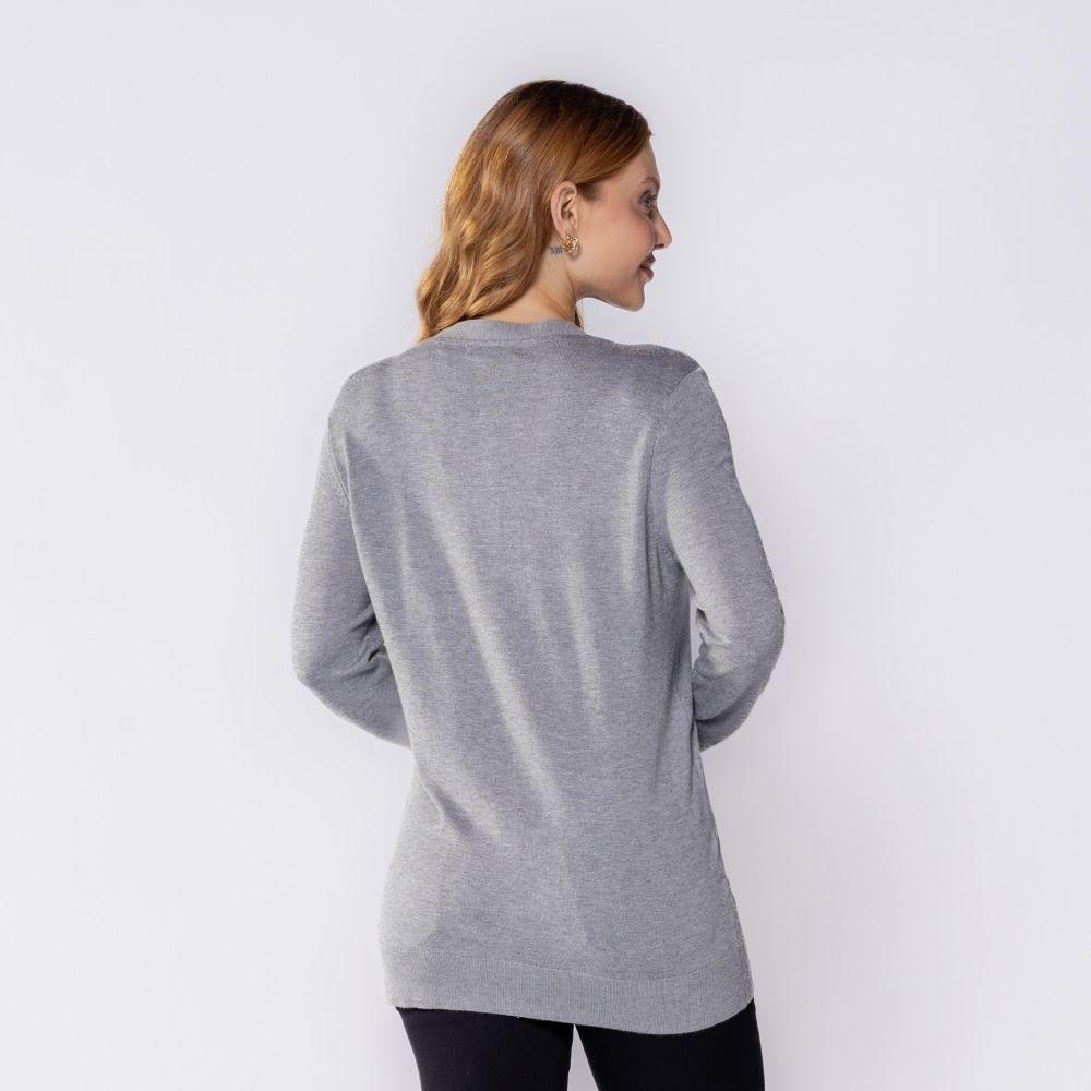 Cardigan Feminino De Tricot Decote V Patricia Foster