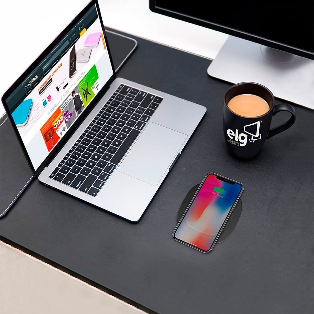 Carregador De Mesa Elg Wireless P/ Dispositivos De Tecnologia Qi - Preto