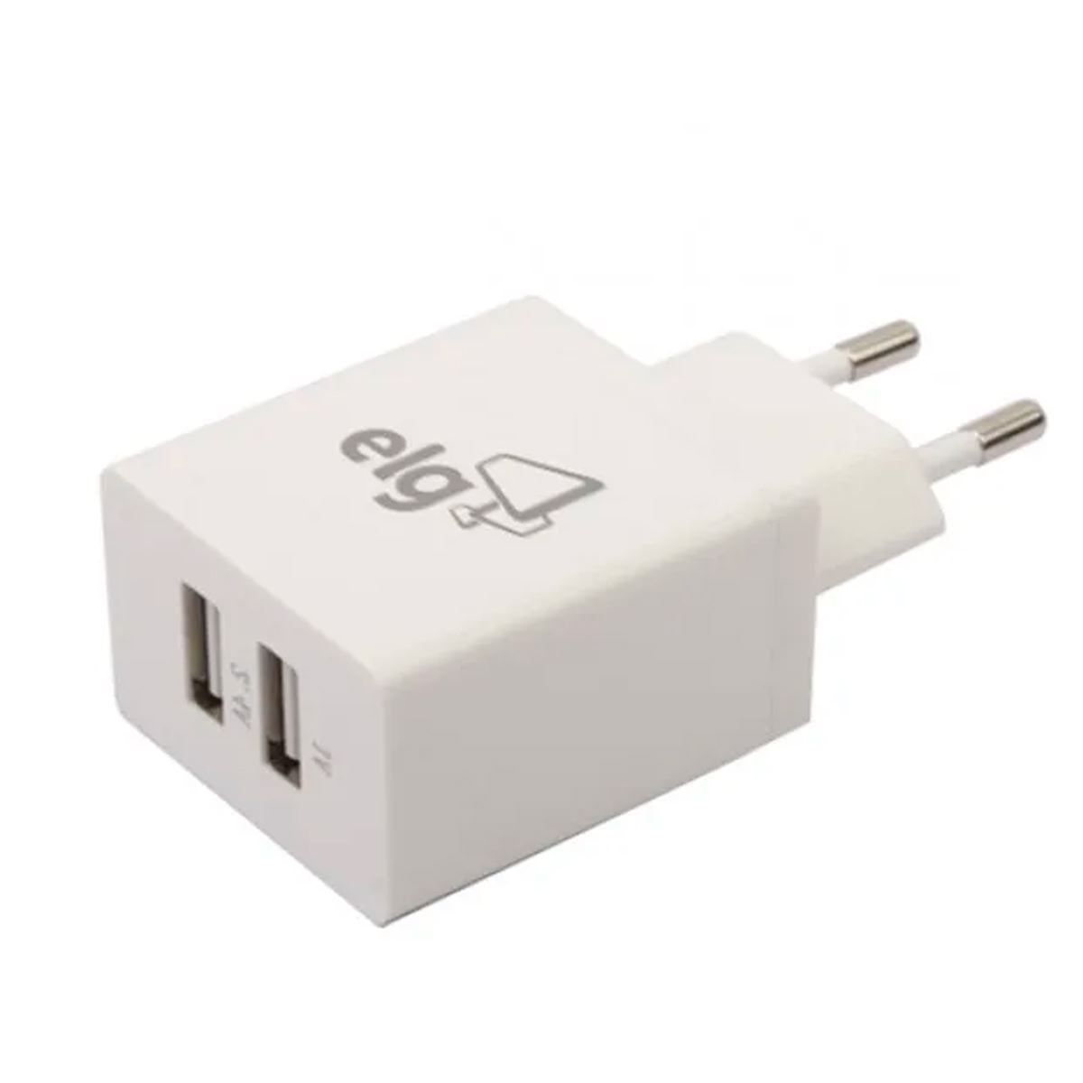 Carregador de Parede ELG WC124A com 2 Saídas USB - Branco