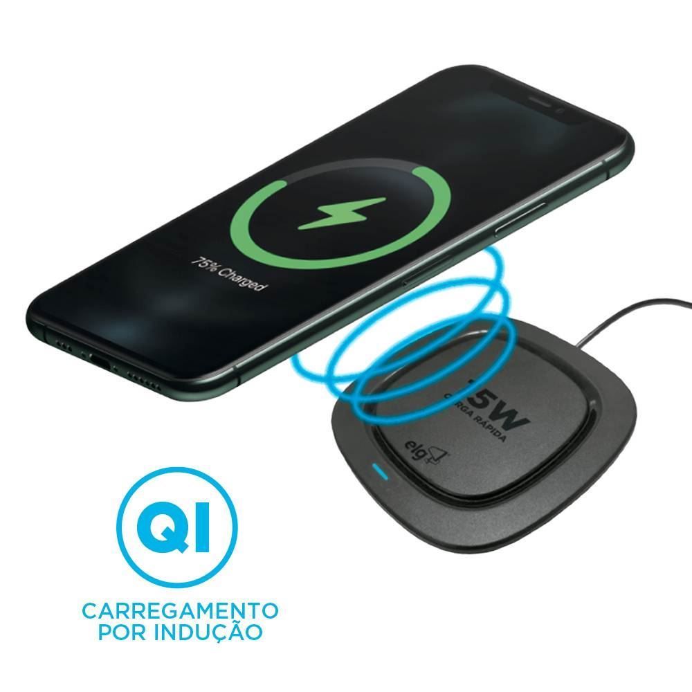 Carregador Wireless Tecnologia Qi Elg