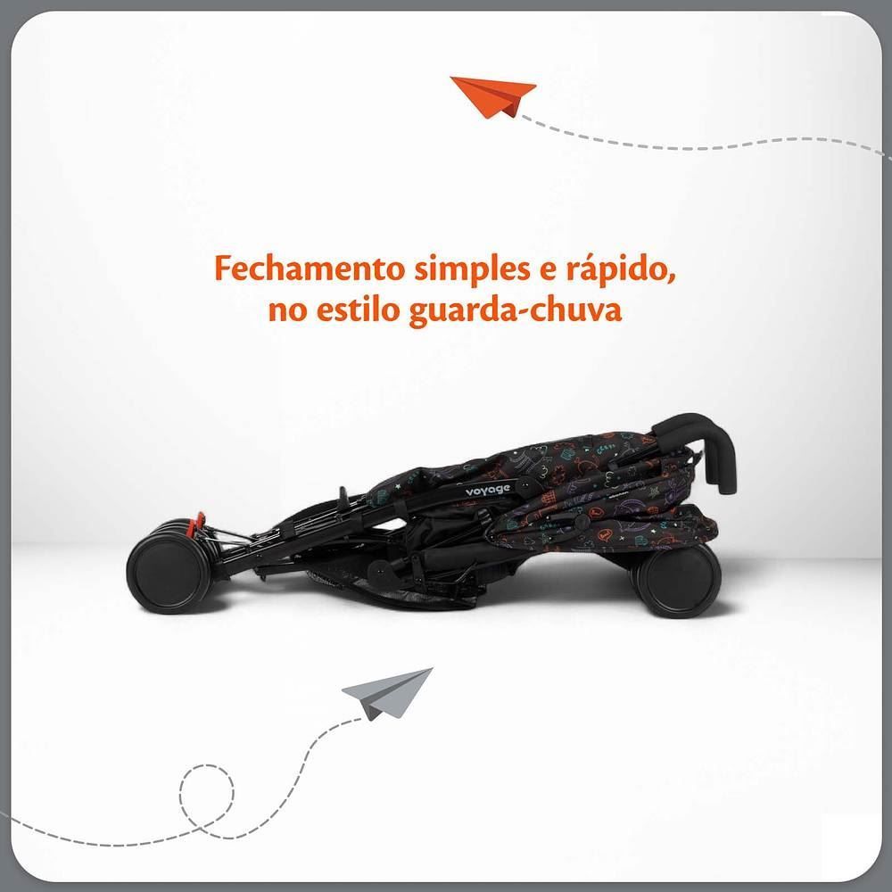 Carrinho De Bebê Umbrella Pipa Voyage - Preto Neon