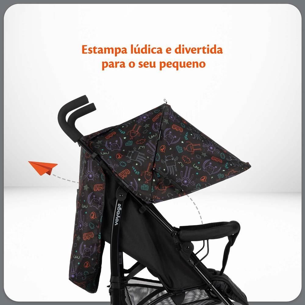 Carrinho De Bebê Umbrella Pipa Voyage - Preto Neon