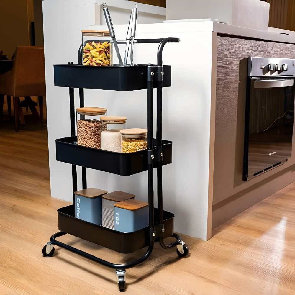 Carrinho Dubai Multiuso 3 Prateleiras Havan Casa - Preto