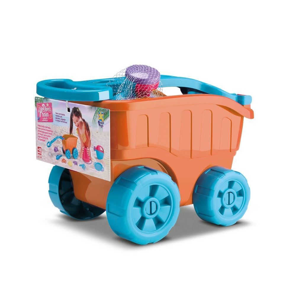Carriola De Praia Laranja Divertoys - 8087
