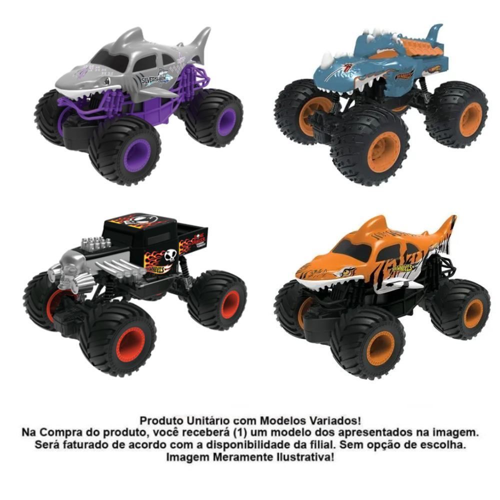 Carro com Controle Remoto Monster Truck Titan Shark Hot Wheels Multikids - Sortido