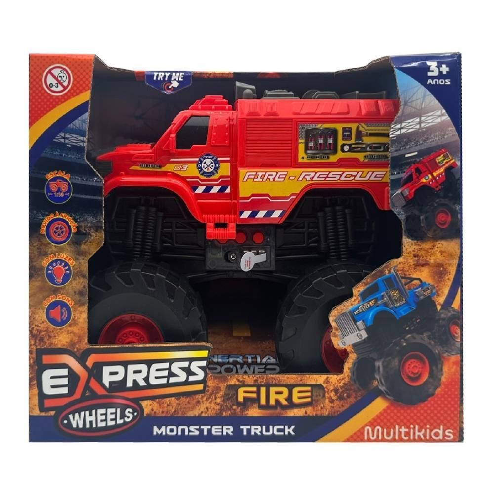 Carro Monster Truck Com Som E Fricção Vermelho Multikids - BR2233