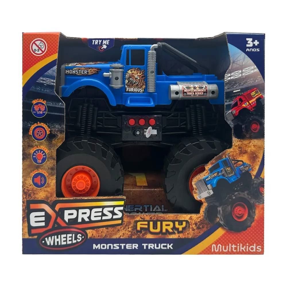 Carro Monster Trucks Com Fricção Azul Multikids - BR2235