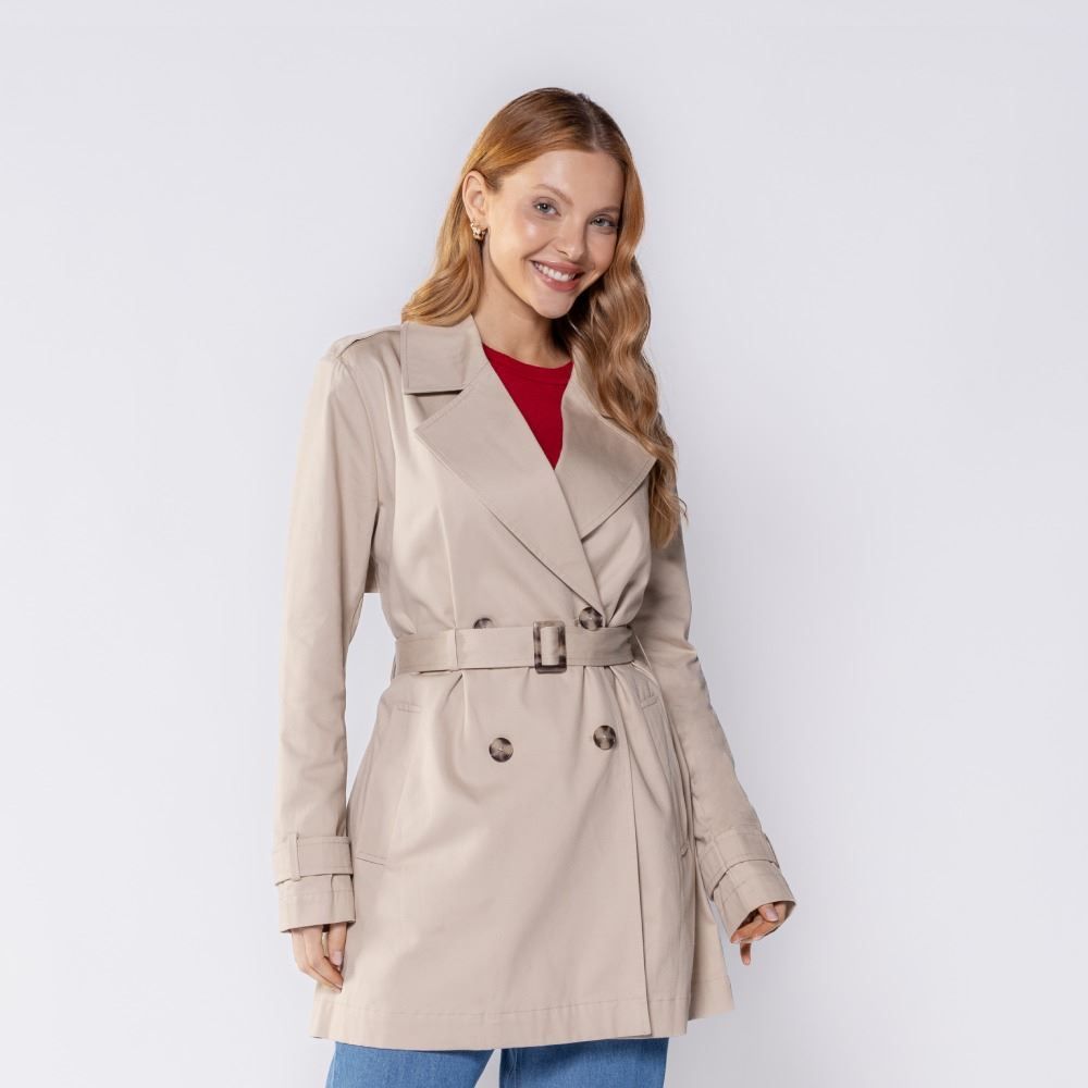 Casaco Feminino Com Cinto E Botões Patricia Foster